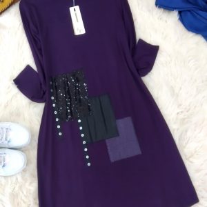 Deri detaylı salaş tunik