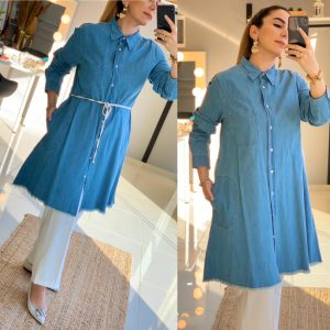 Kot tunik bol paça pantolon kombin