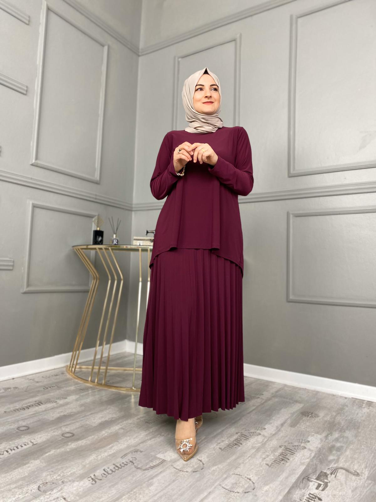 Likralı esnek etekli takım - Görsel 6