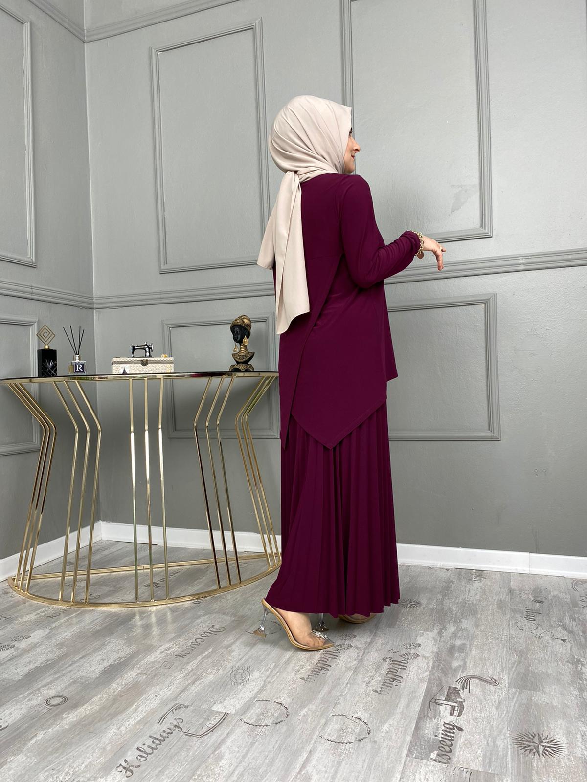 Likralı esnek etekli takım - Görsel 5