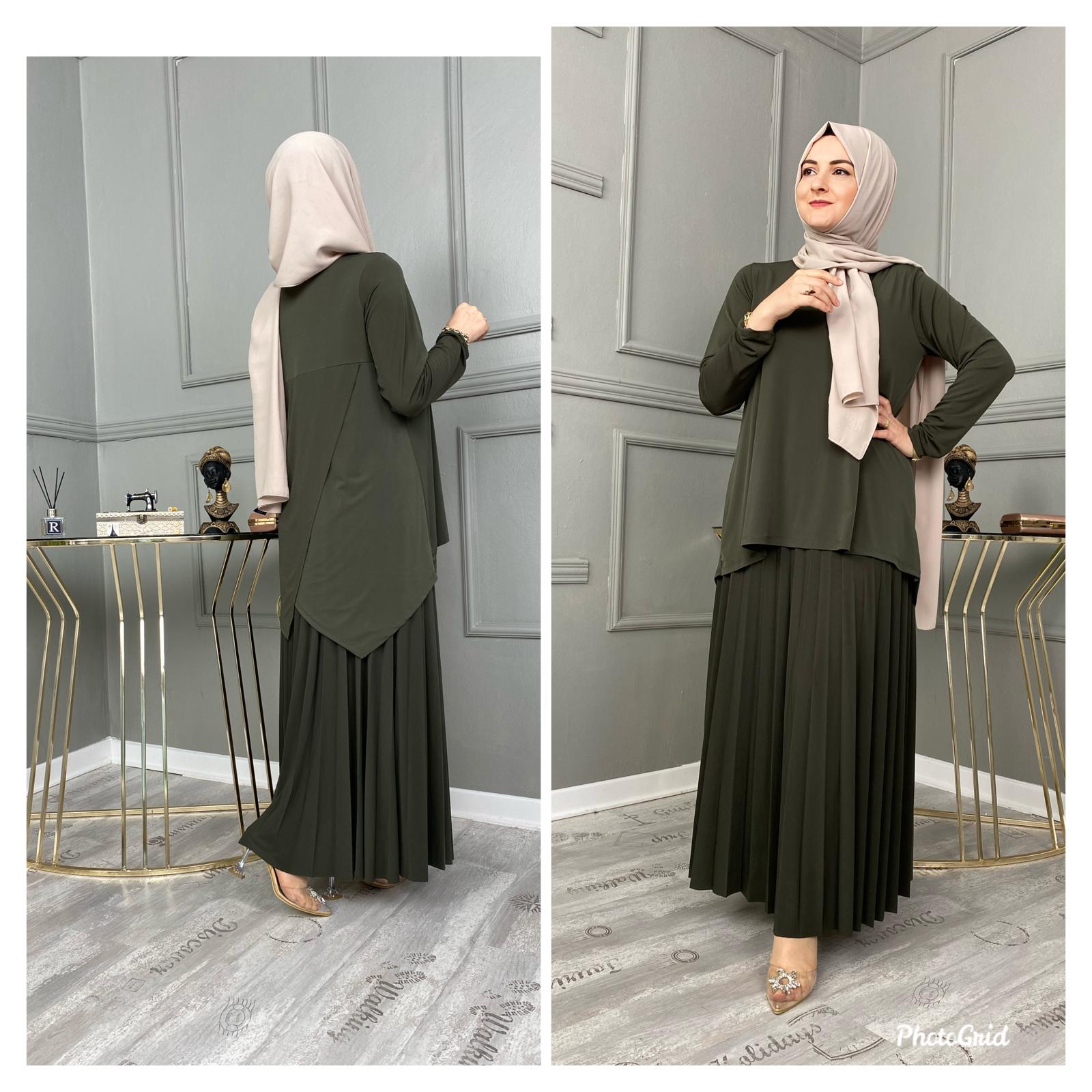 Likralı esnek etekli takım - Görsel 11