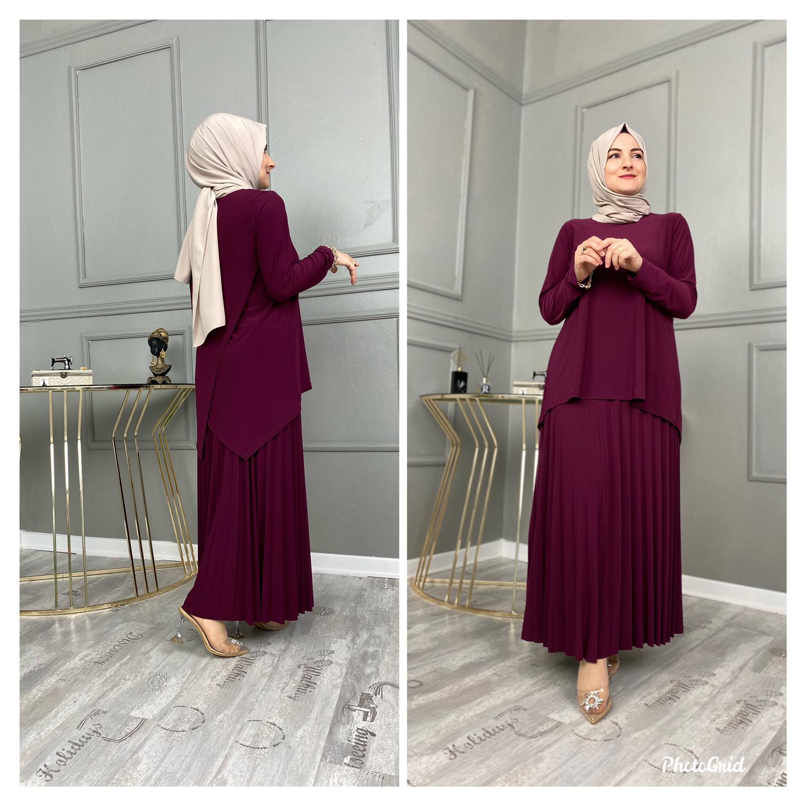 Likralı esnek etekli takım