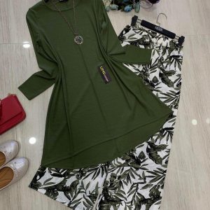 İkili tunik pantalon takım likralı kumaş