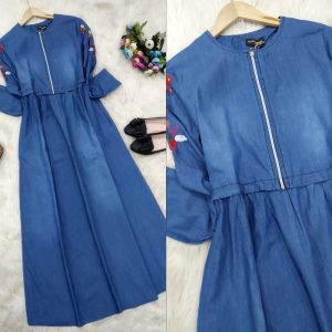 Fermuarlı kot elbise