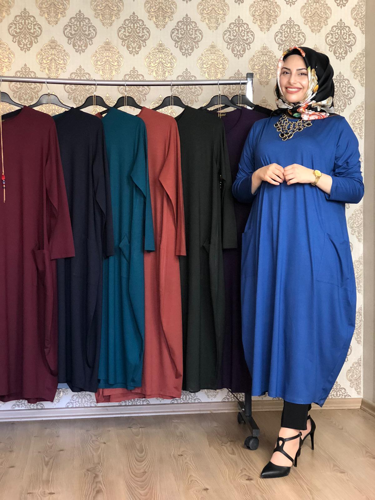 Büyük beden pamuk penye kumaş tunik - Görsel 5