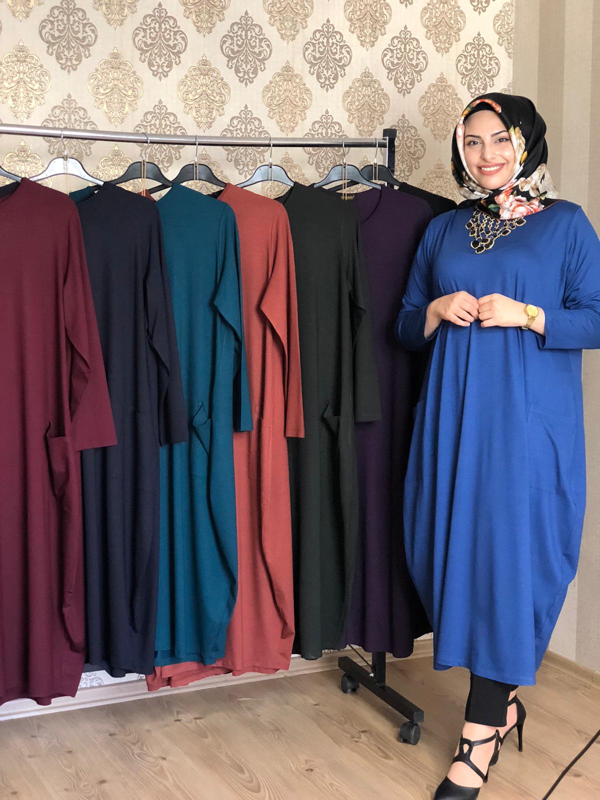 Büyük beden pamuk penye kumaş tunik - Görsel 8