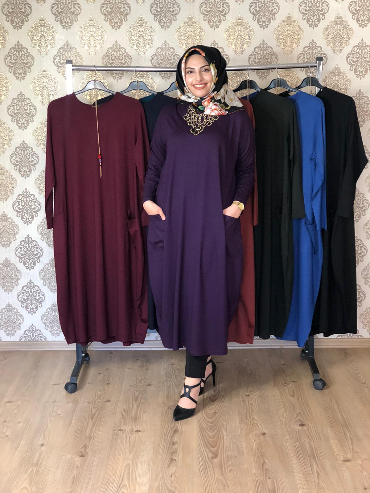 Büyük beden pamuk penye kumaş tunik - Görsel 6