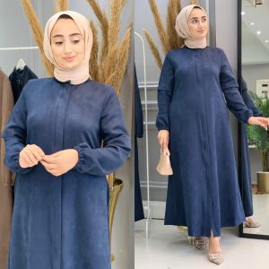 Süet farmuarlı ferace büyük beden