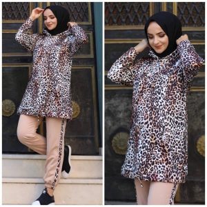 Leopar desenli ikili takım