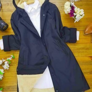 içi kürklü boydan fermuarlı mont