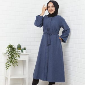 Gizli düğmeli cepli kaşe kaban