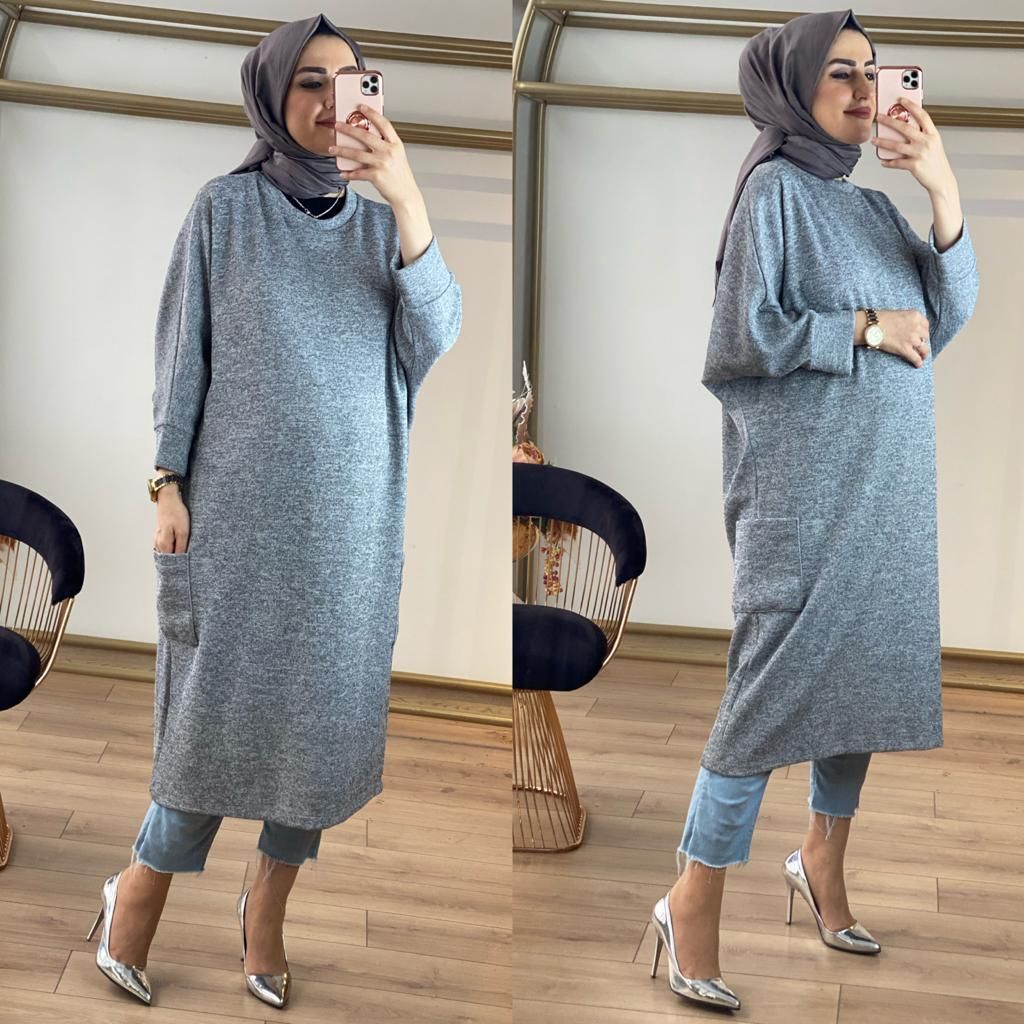 Büyük beden Örme triko tunik - Görsel 2