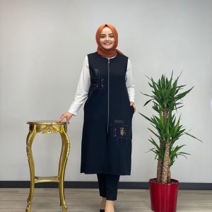 Büyük beden fermuarlı Yelek