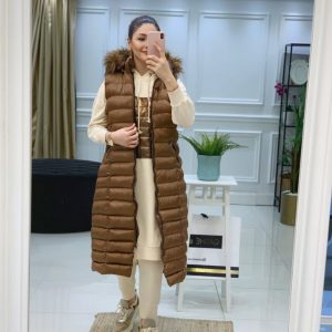 Kürk kapşonlu şişme yelek