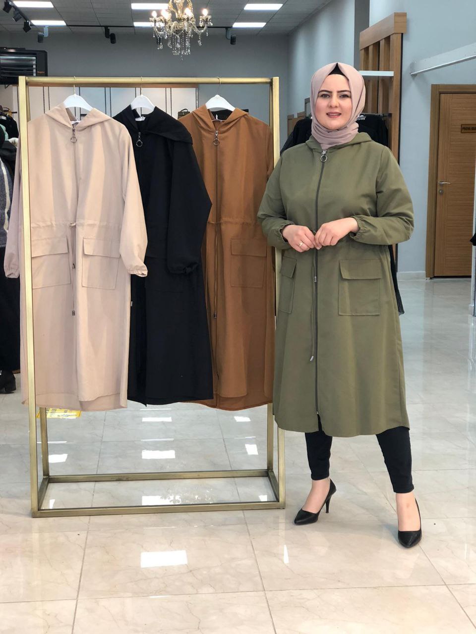 Fermualı trenç büyük beden - Görsel 7