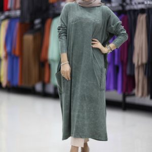 Taşlanmış pamuklu kumaş tunik