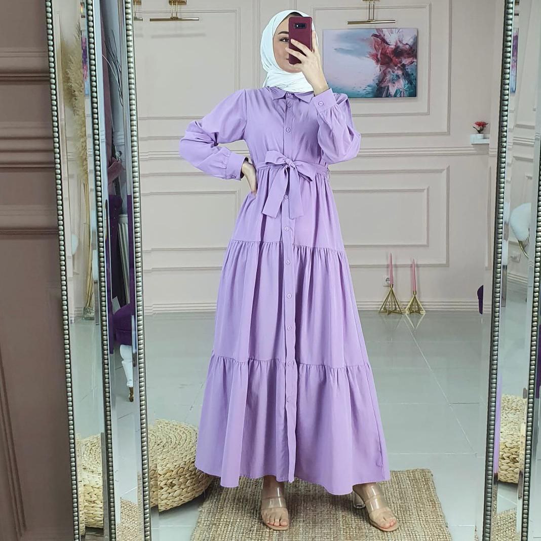 Kat kat büzgülü elbise - Görsel 12