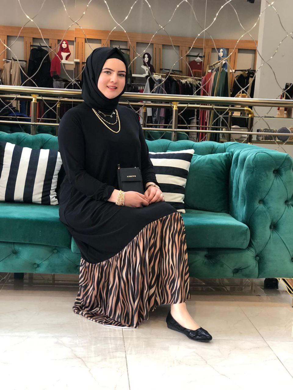 zebra desen elbise sandy kumaş - Görsel 11