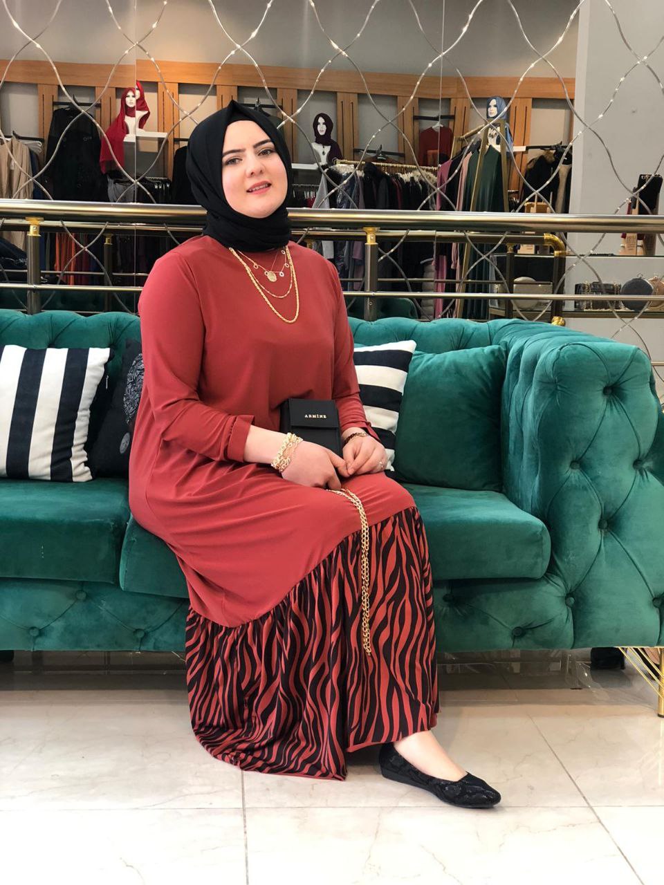 zebra desen elbise sandy kumaş - Görsel 5