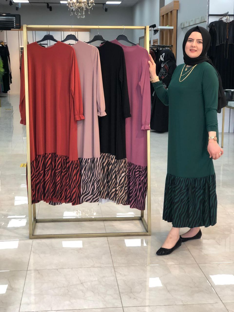 zebra desen elbise sandy kumaş - Görsel 6