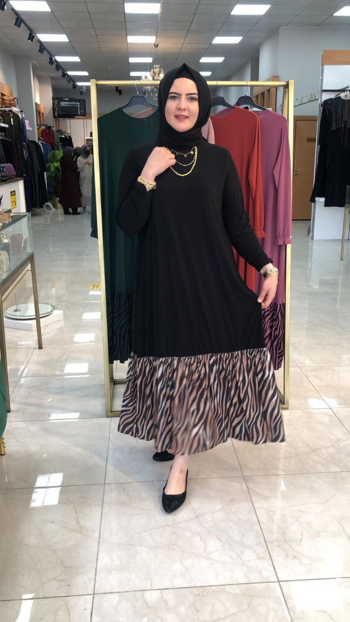zebra desen elbise sandy kumaş - Görsel 7