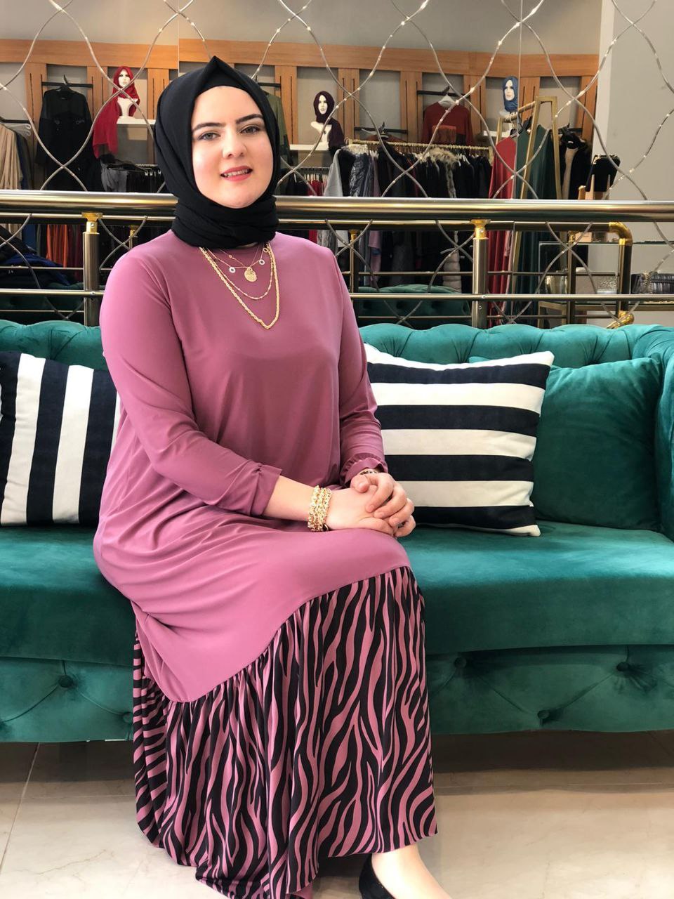 zebra desen elbise sandy kumaş - Görsel 8