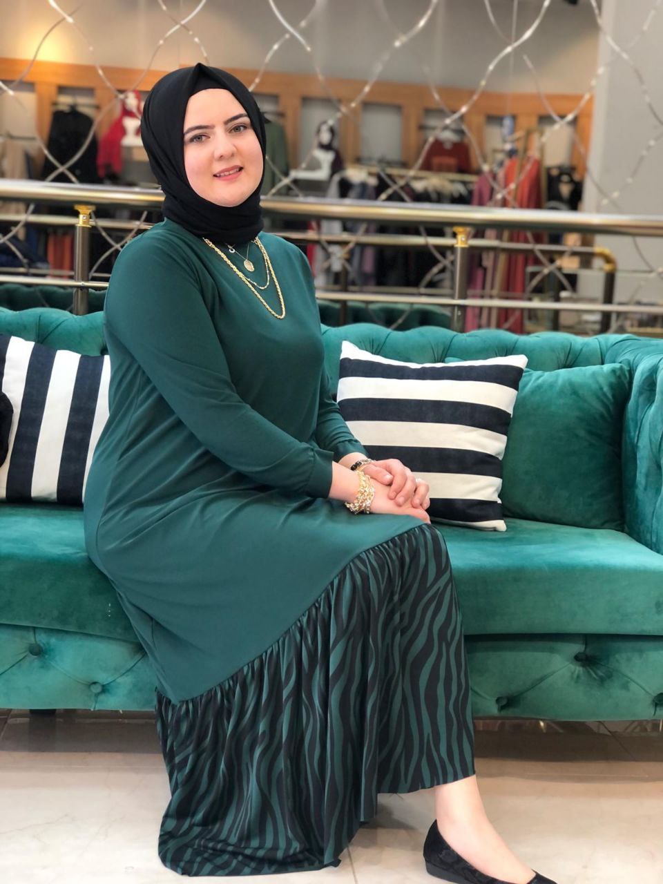 zebra desen elbise sandy kumaş - Görsel 9