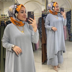 Büyük beden ayrobin tunik pantolon takım