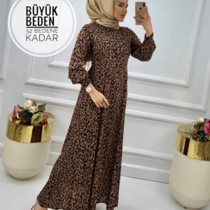 Büyük beden pamuklu viskon elbise