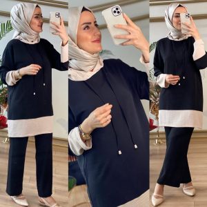 Tunik pantalon takım ayrobin kumaş
