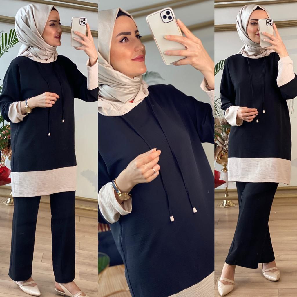 Tunik pantalon takım ayrobin kumaş