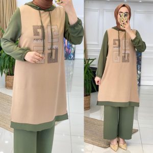 Ayrobin kumaş tunik pantolon takım