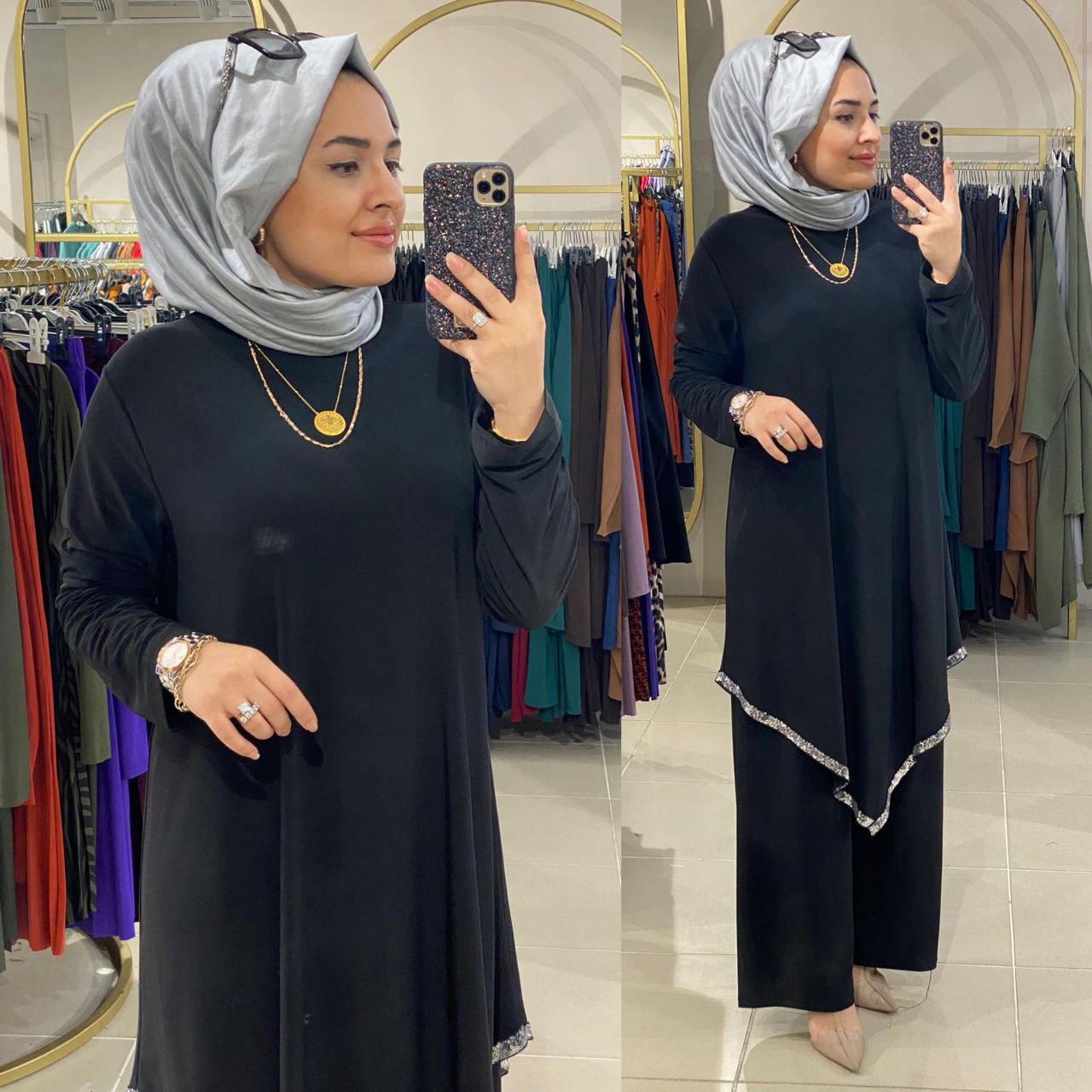 Tunik pantalon takım sandy kumaş