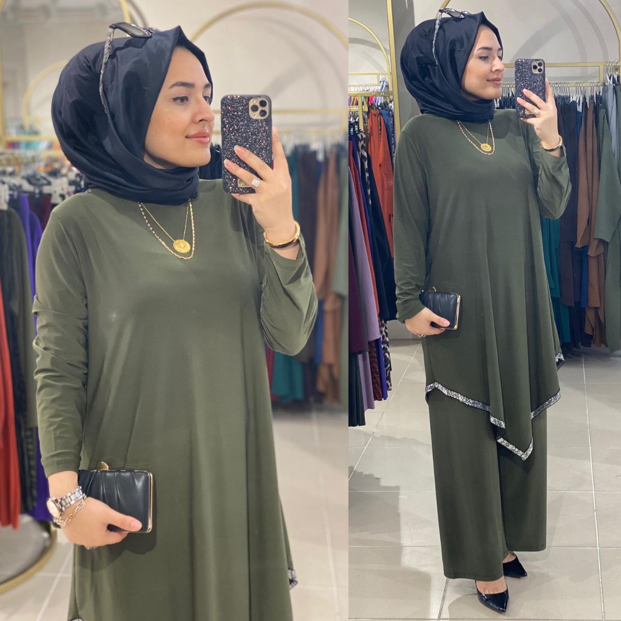 Tunik pantalon takım sandy kumaş - Görsel 7