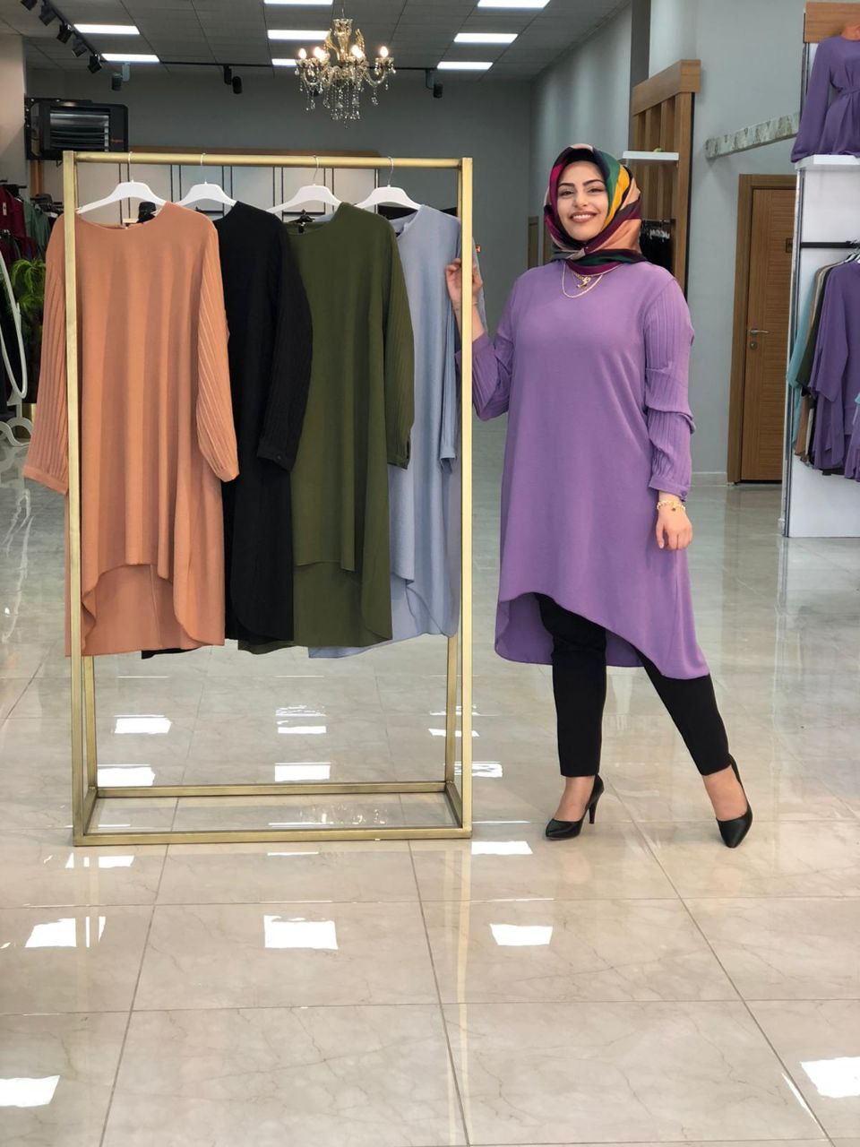 Tunik büyük beden kolları piliseli - Görsel 5