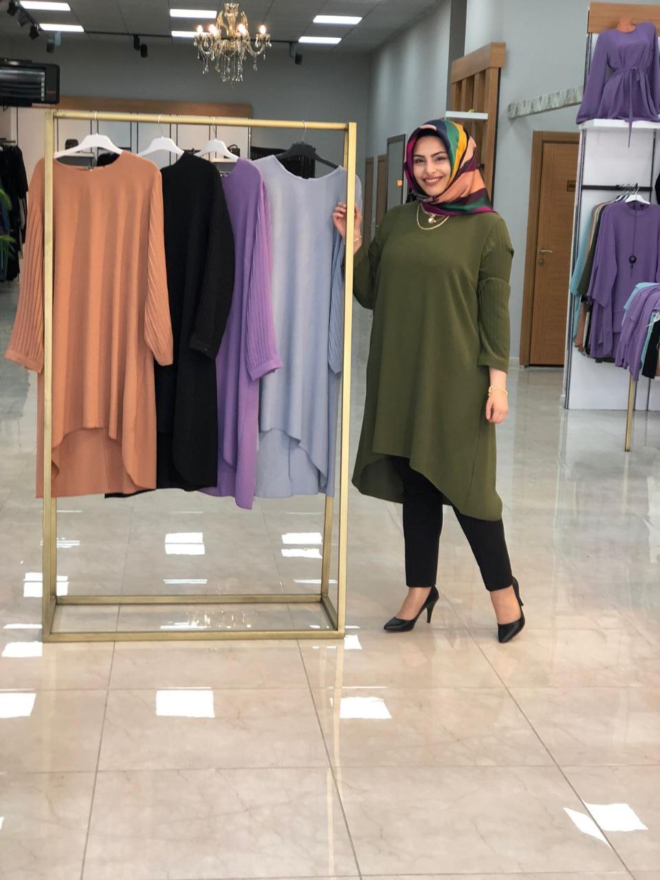 Tunik büyük beden kolları piliseli - Görsel 2