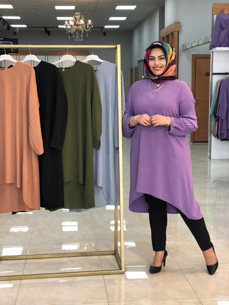Tunik büyük beden kolları piliseli - Görsel 7
