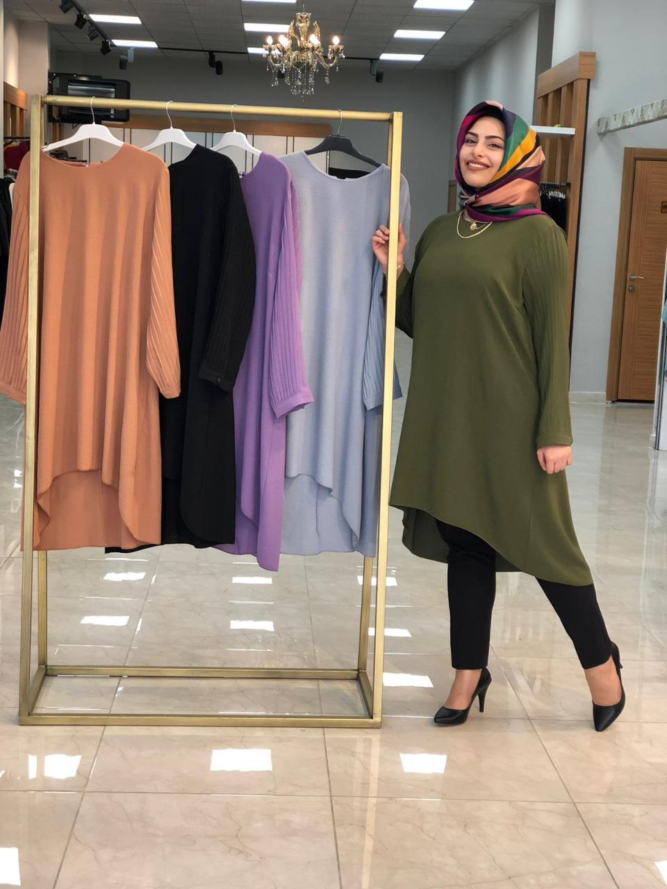 Tunik büyük beden kolları piliseli