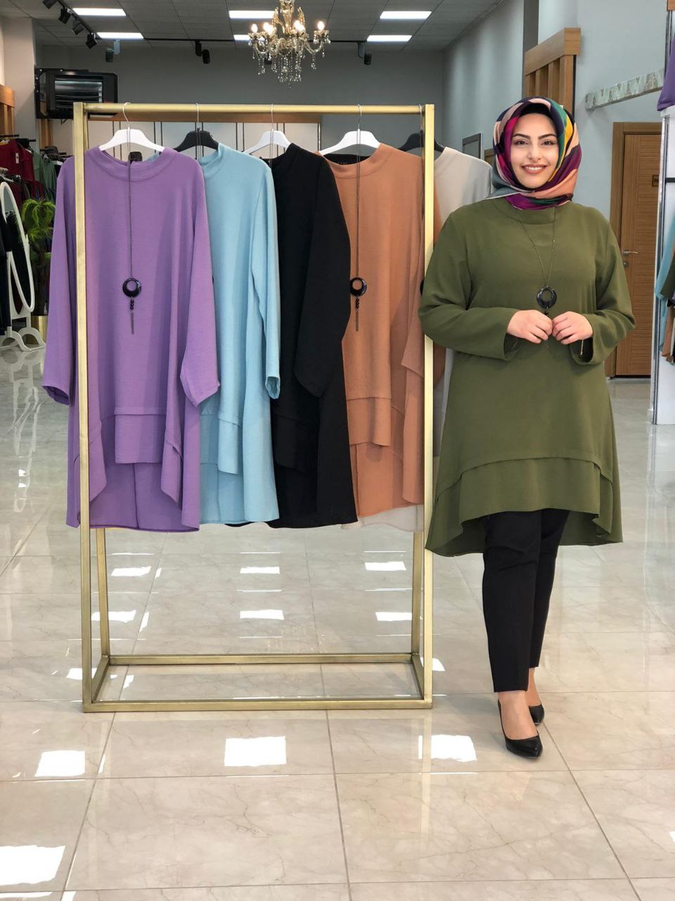 Çift katlı tunik ayrobin kumaş - Görsel 5