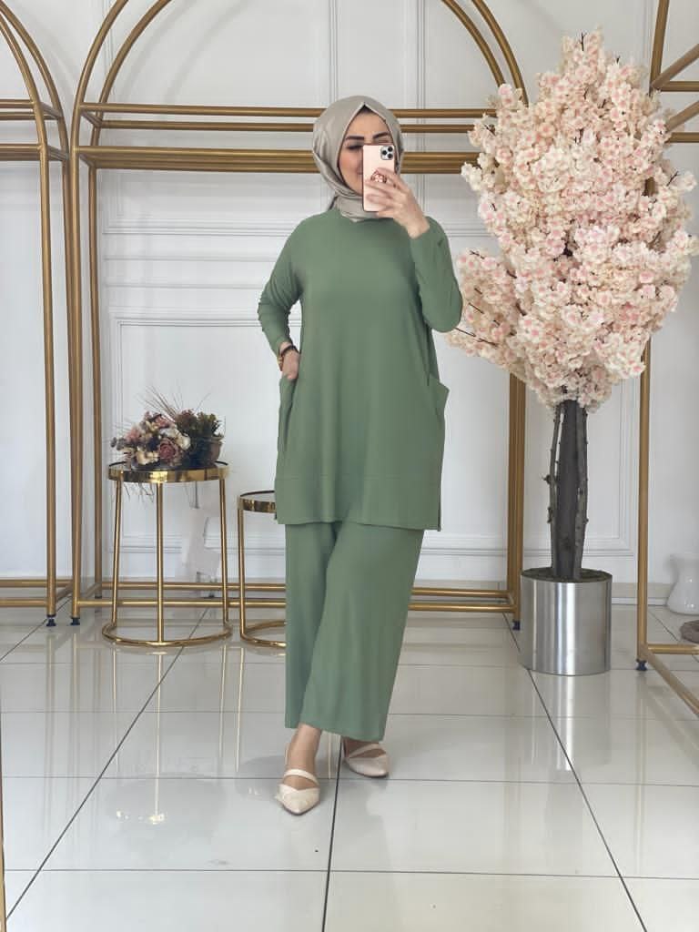 Tunik pantalon takım sandy kumaş - Görsel 4