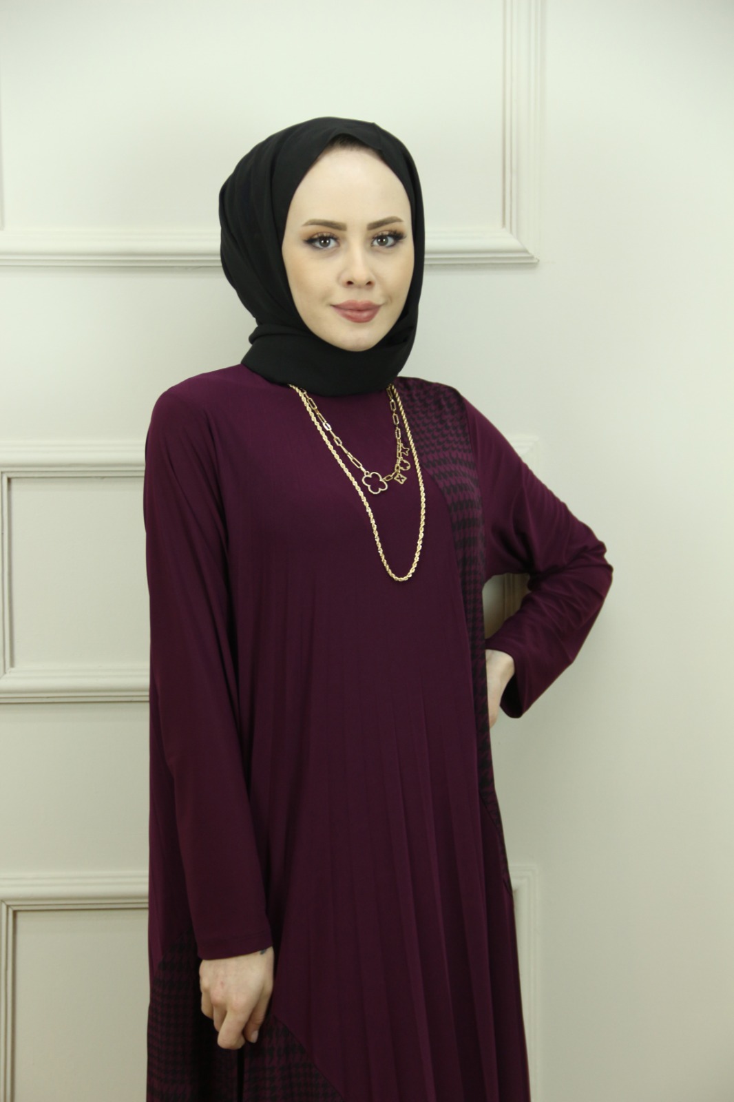 Kazayağı desen sandy kumaş elbise - Görsel 14