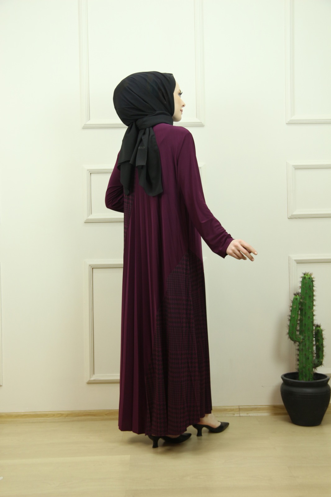 Kazayağı desen sandy kumaş elbise - Görsel 17