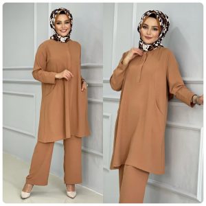 Ayrobin kumaş tunik takım büyük beden