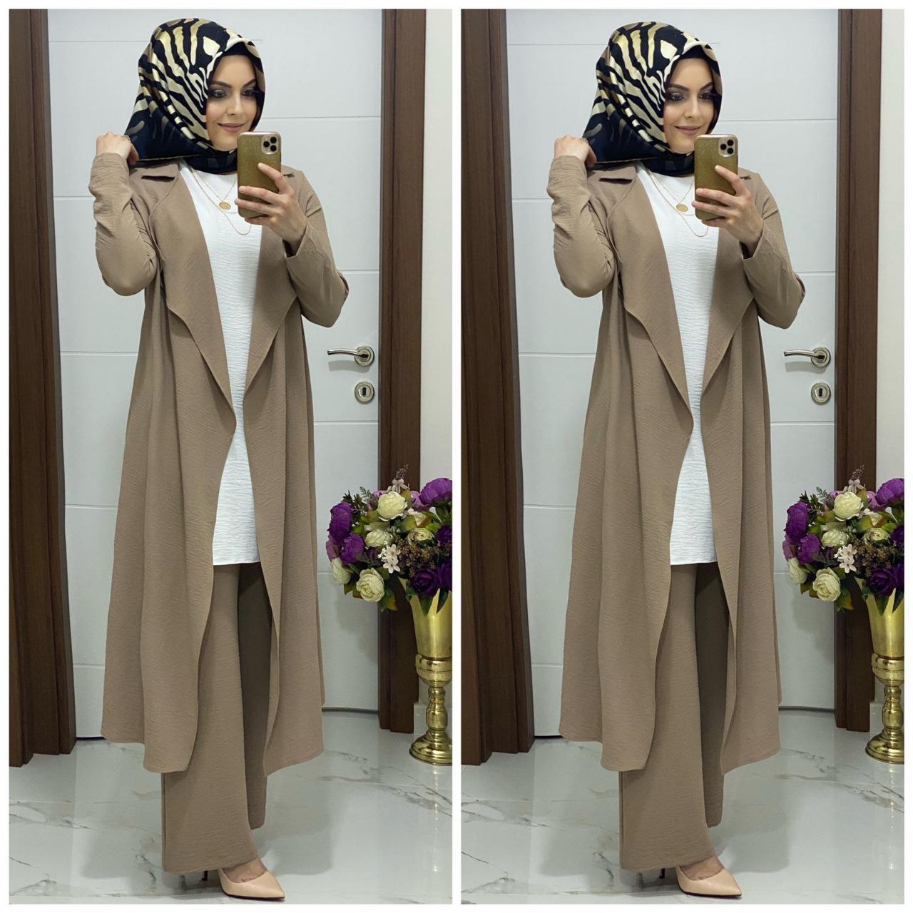 üçlü tunik takım ayrobin kumaş - Görsel 2