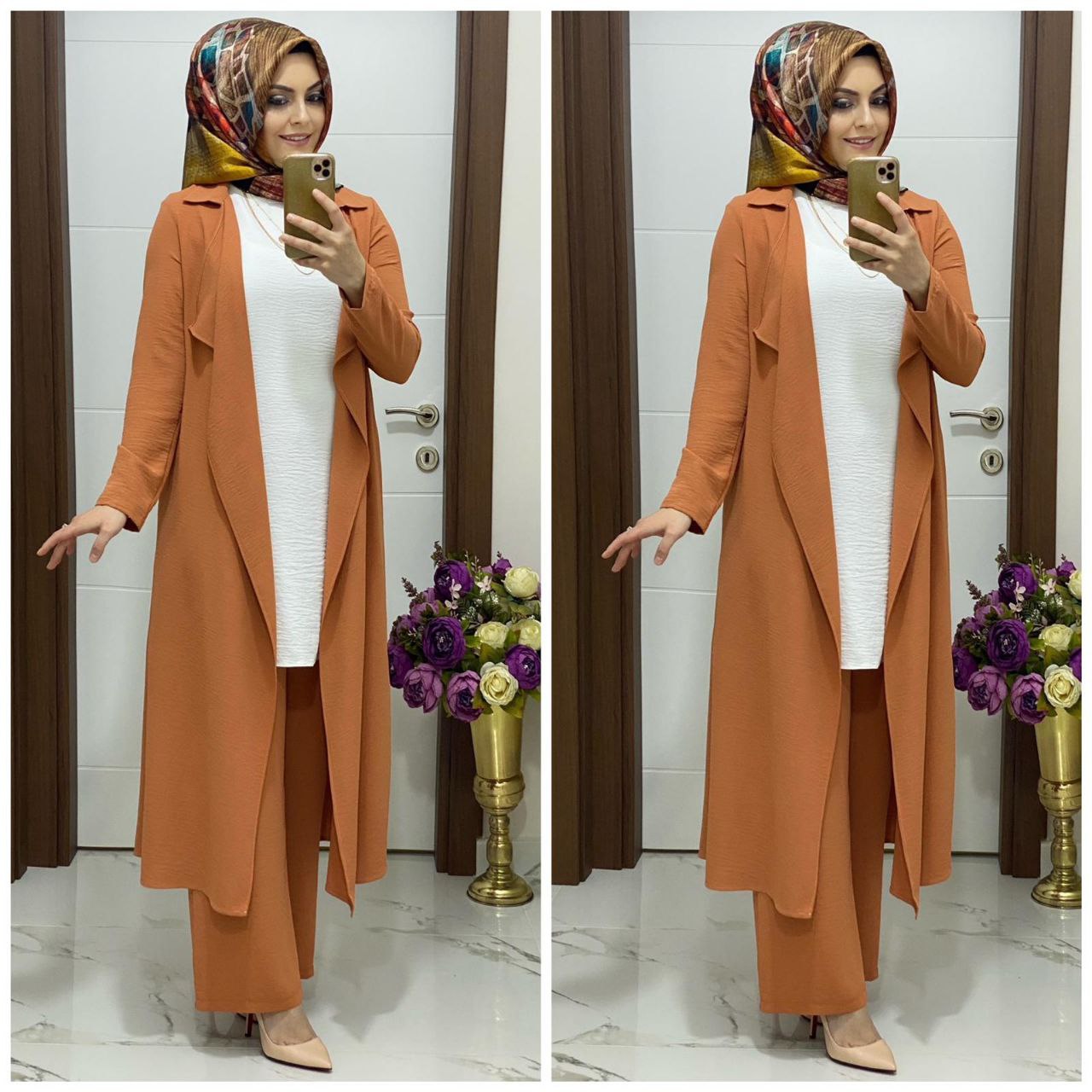 üçlü tunik takım ayrobin kumaş - Görsel 4