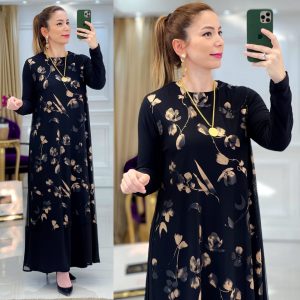 Varaklı elbise sandy kumaş