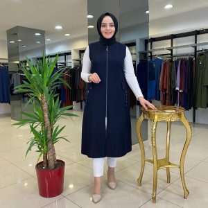 Fermuarlı büyük beden yelek