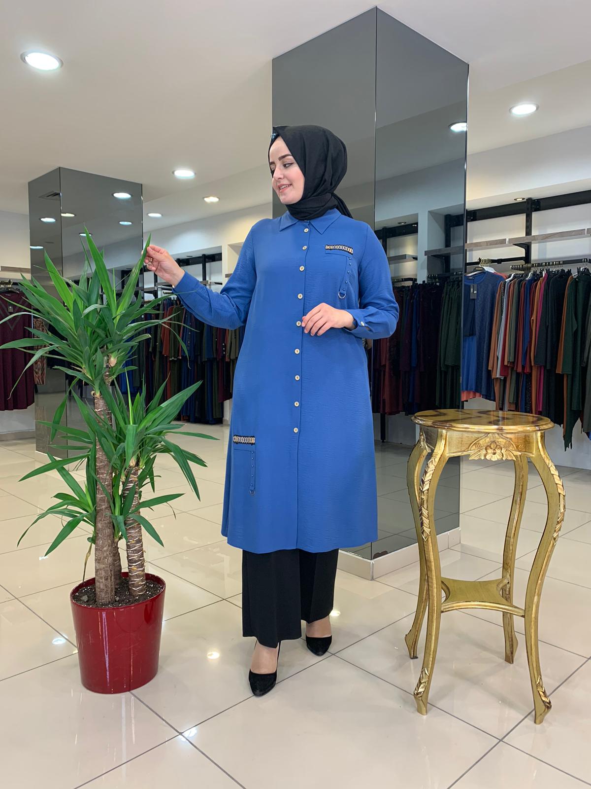 Hasır detaylı ayrobin gömlek - Görsel 9