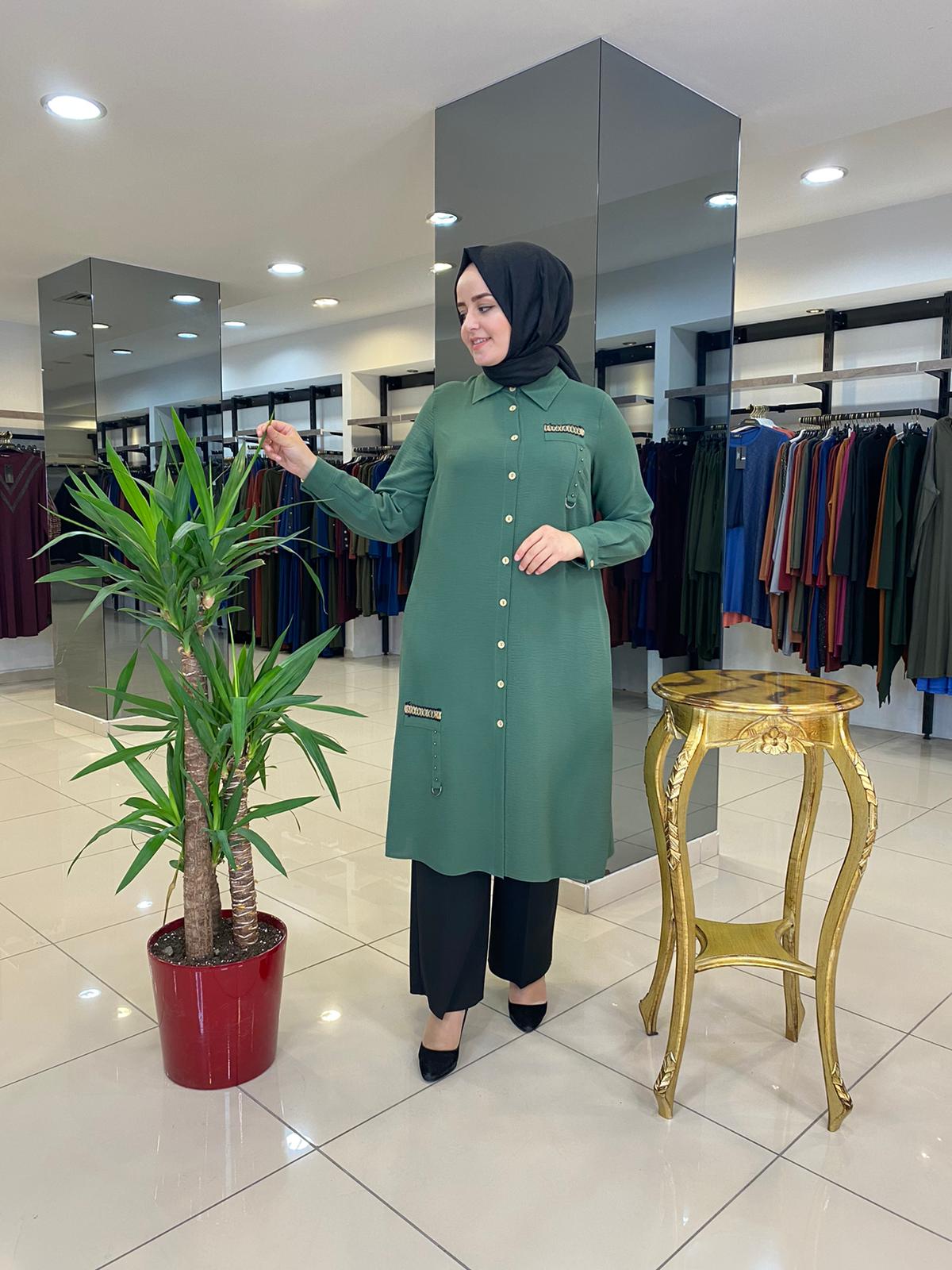 Hasır detaylı ayrobin gömlek - Görsel 2
