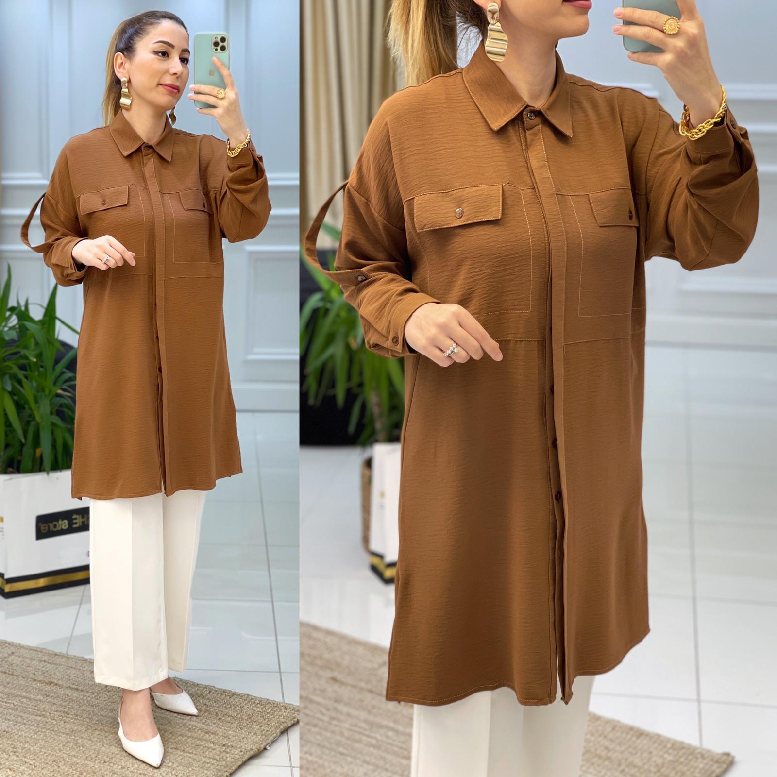 Ayrobin kumaş cepli gömlek - Görsel 7